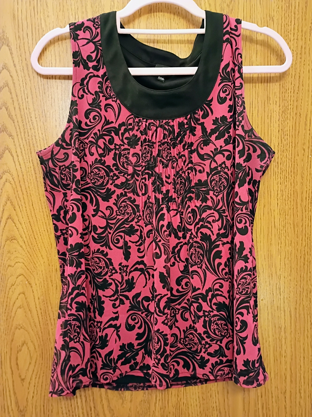 Rafaella Pink Tank Top with Black Damask Print